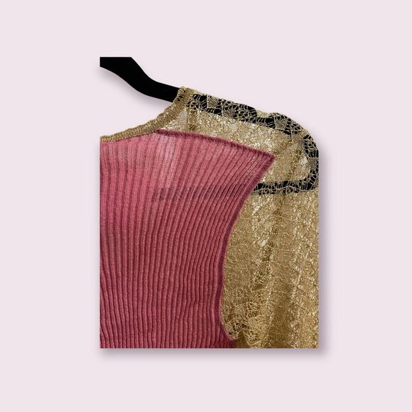 Dolce & Gabbana Metallic Crochet Cardigan with Pink Back Panel - Picture 3 of 5